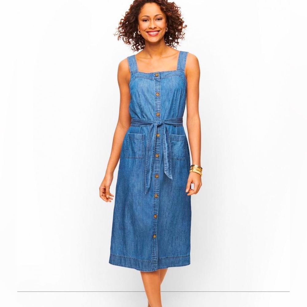 Talbots Dresses | Womens Striated Denim Fit & Flare Dress Laguna Wash size 2